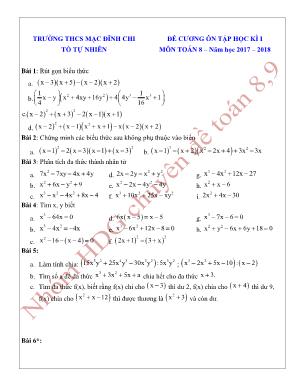 Đề cương ôn tập học kỳ I môn Toán Lớp 8 - Năm học 2017-2018 - Trường THCS Mạc Đĩnh Chi